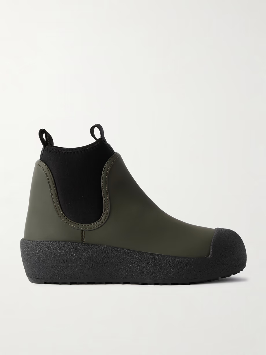 Gadey stretch-knit trimmed coated leather ankle boots Gadey stretch-knit trimmed coated leather ankle boots