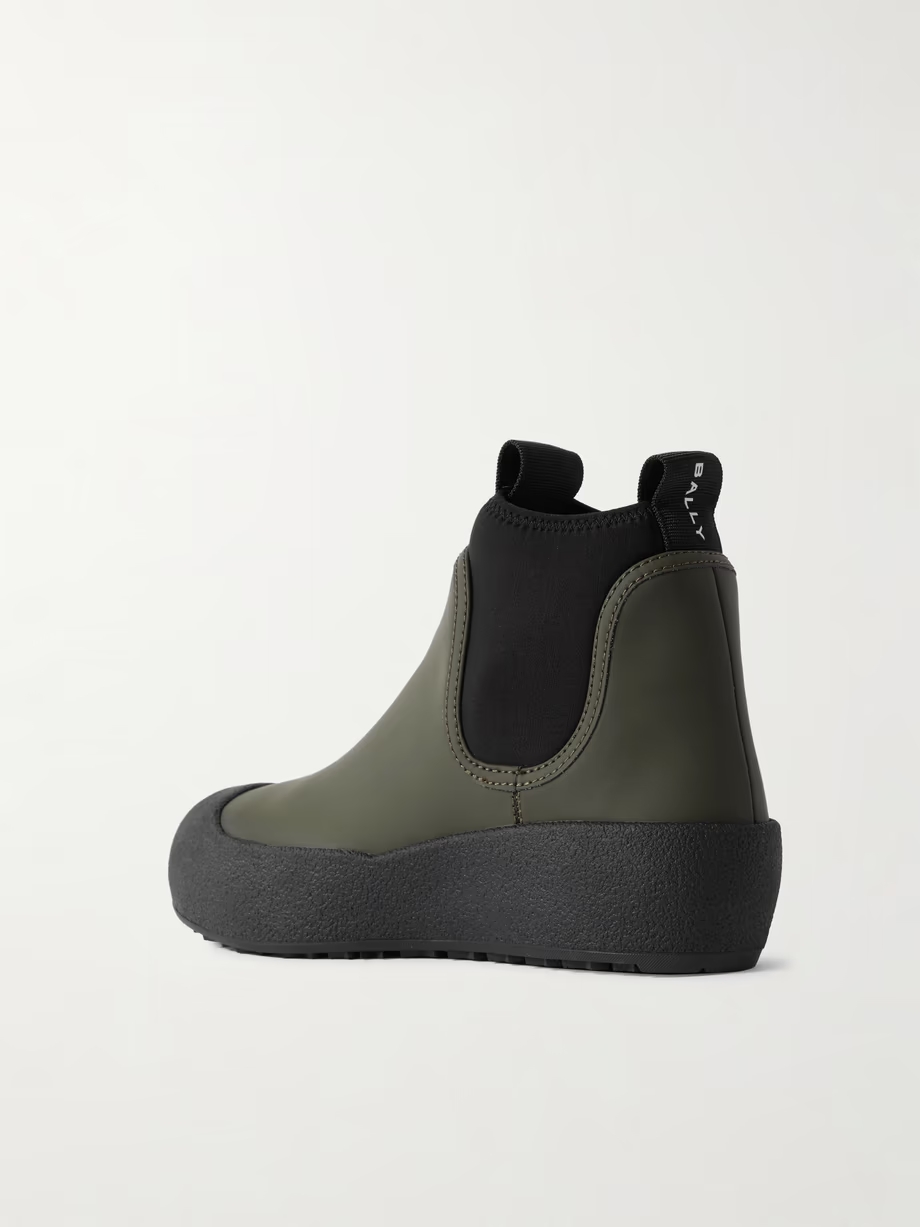 Gadey stretch-knit trimmed coated leather ankle boots Gadey stretch-knit trimmed coated leather ankle boots