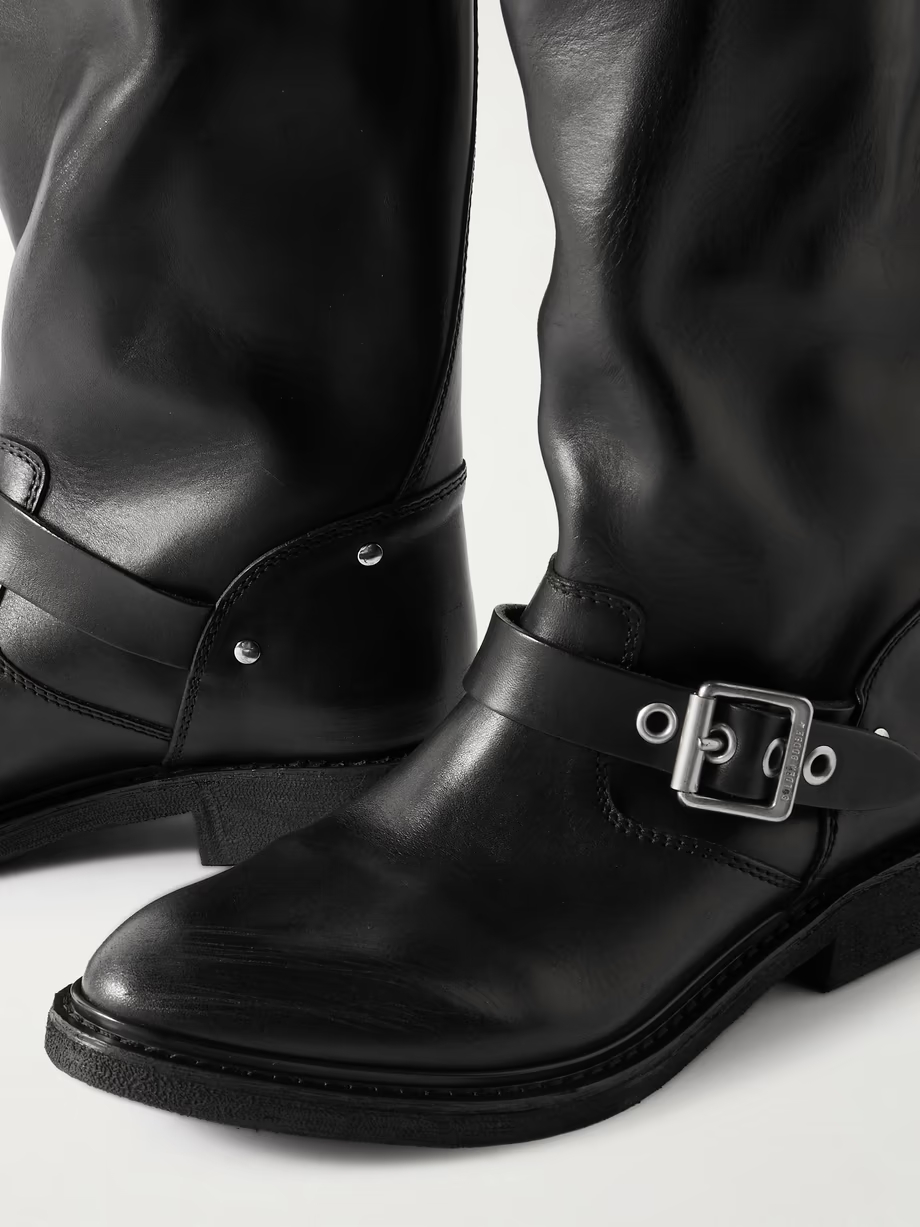 Buckled leather knee boots Buckled leather knee boots