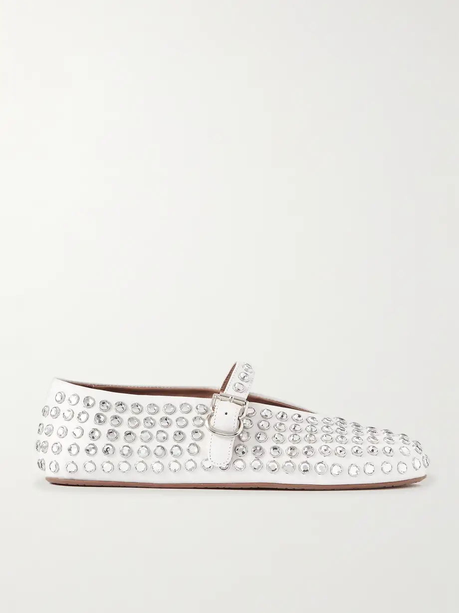 Crystal-embellished leather ballet flats Crystal-embellished leather ballet flats