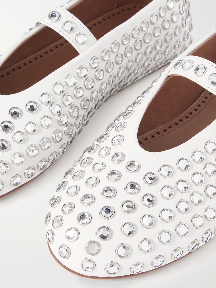 Crystal-embellished leather ballet flats Crystal-embellished leather ballet flats