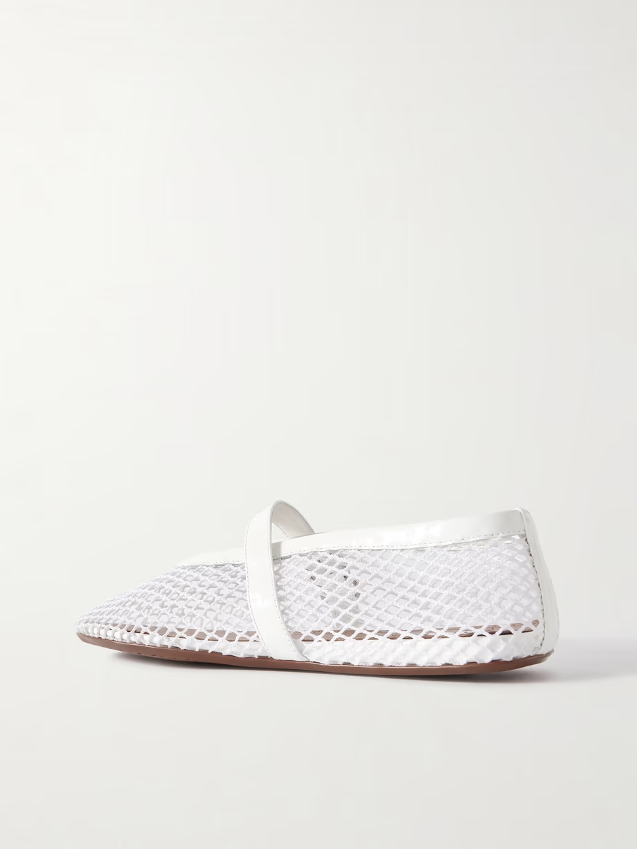 Patent leather-trimmed mesh ballet flats Patent leather-trimmed mesh ballet flats