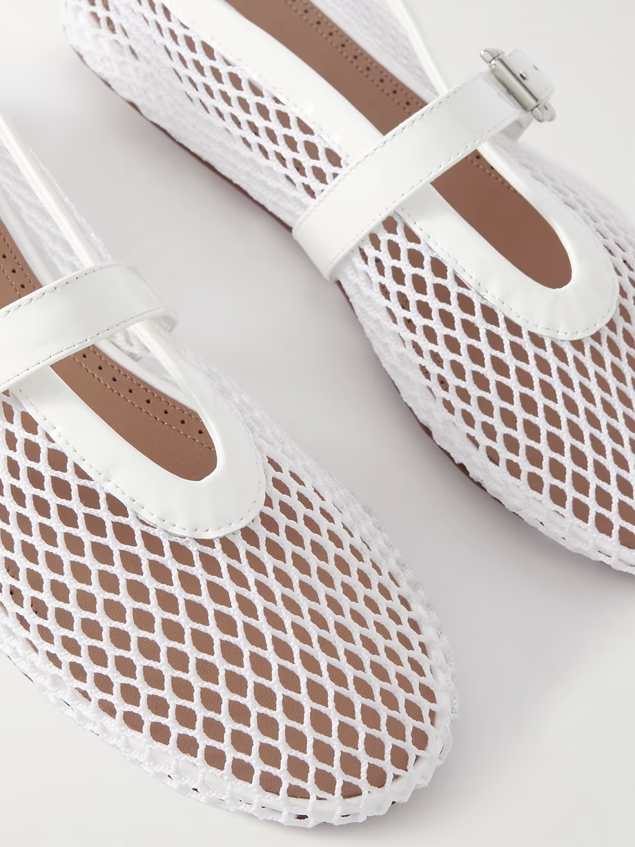 Patent leather-trimmed mesh ballet flats Patent leather-trimmed mesh ballet flats