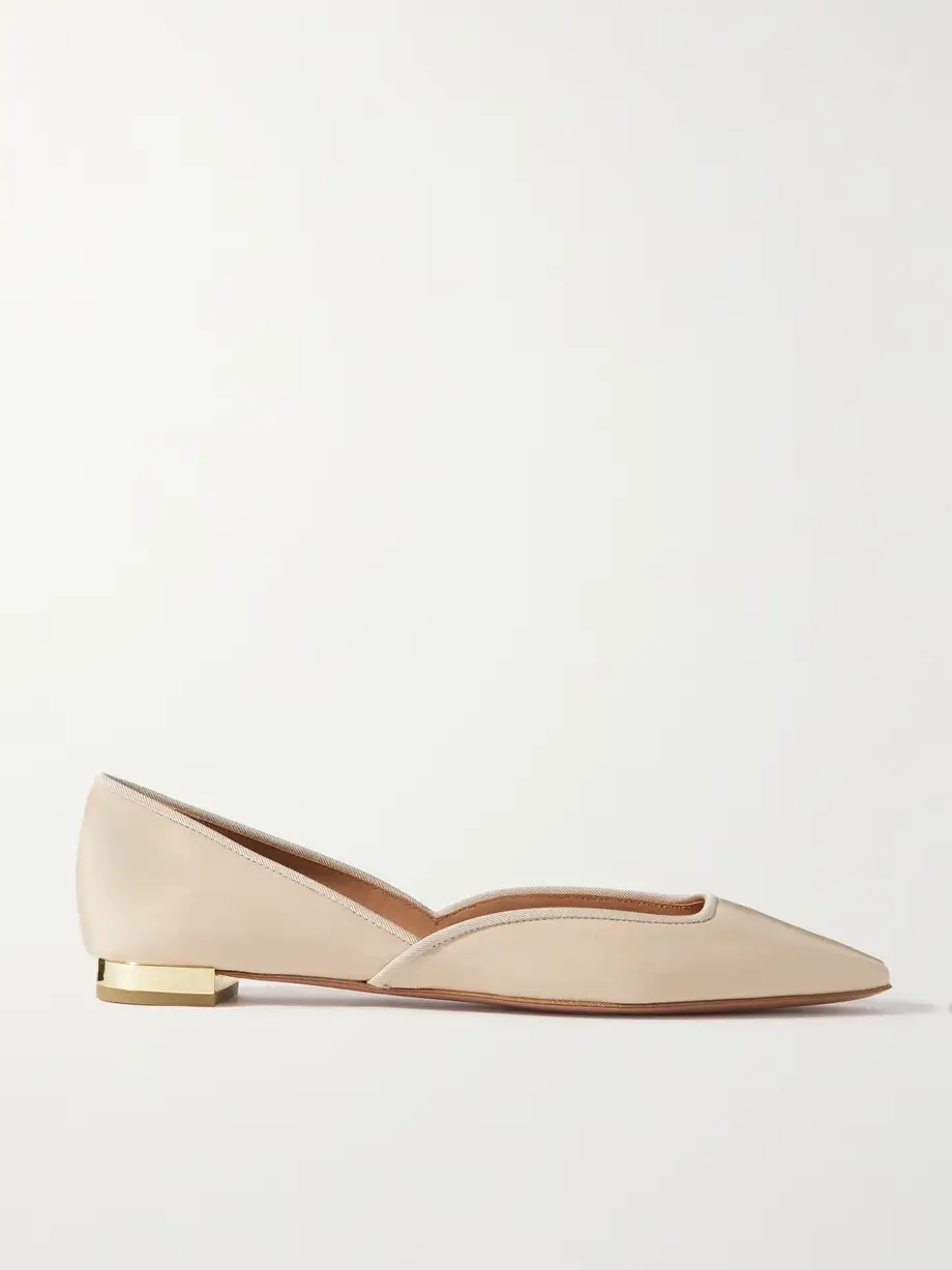 Maia grosgrain-trimmed glossed-leather ballet flats Maia grosgrain-trimmed glossed-leather ballet flats