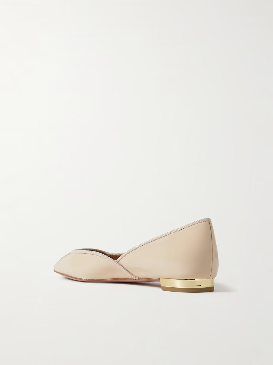 Maia grosgrain-trimmed glossed-leather ballet flats Maia grosgrain-trimmed glossed-leather ballet flats