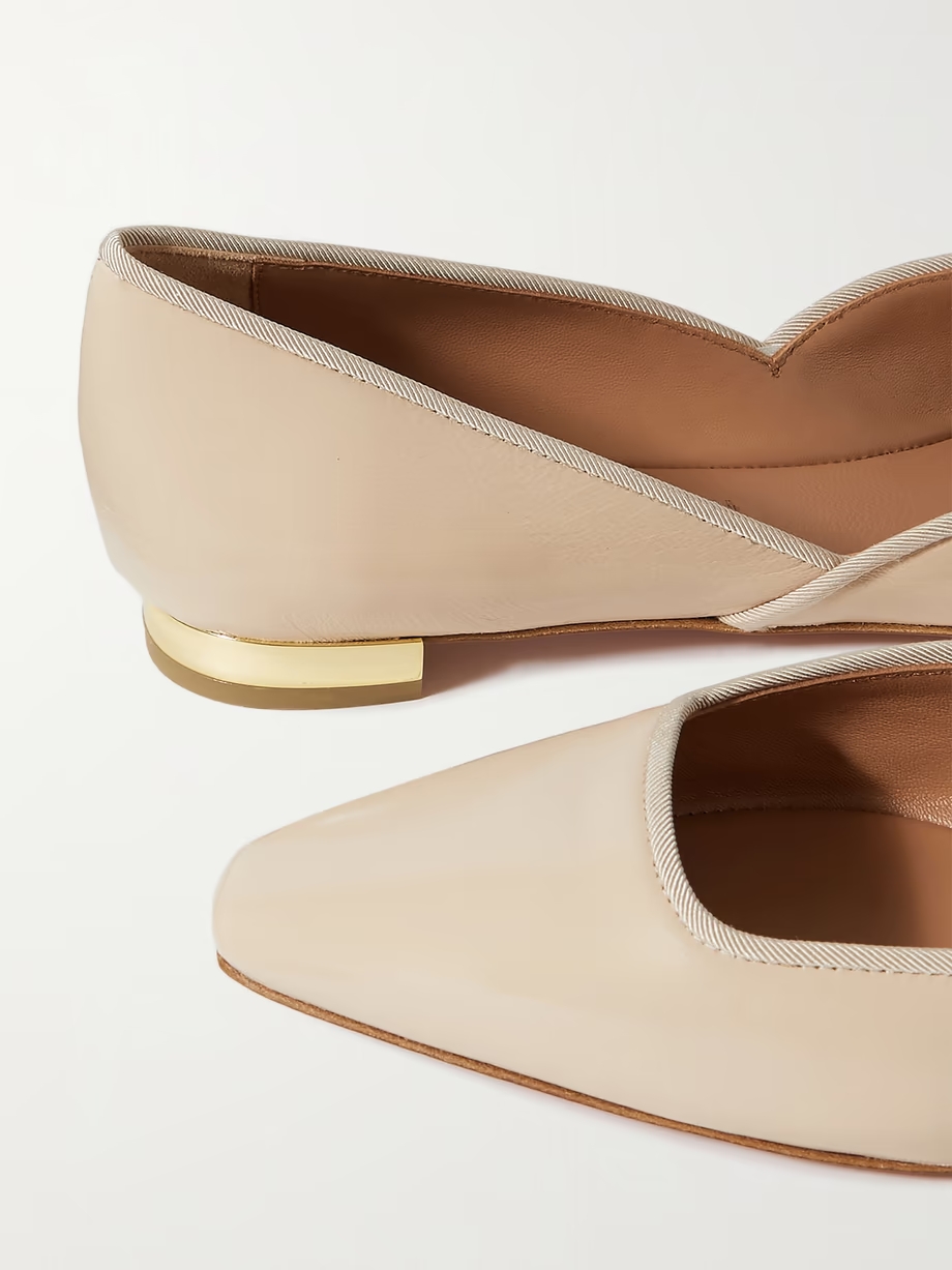 Maia grosgrain-trimmed glossed-leather ballet flats Maia grosgrain-trimmed glossed-leather ballet flats