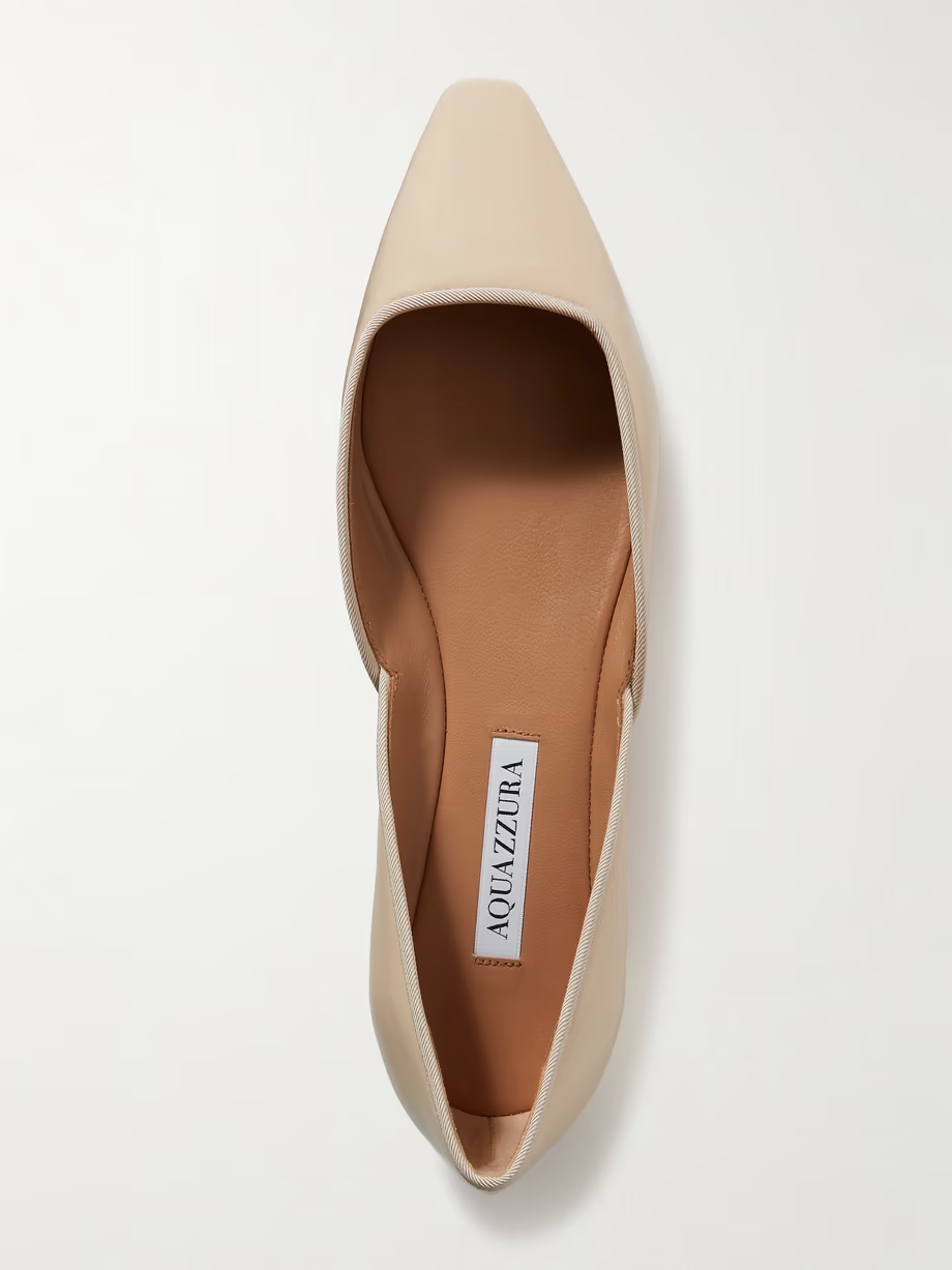 Maia grosgrain-trimmed glossed-leather ballet flats Maia grosgrain-trimmed glossed-leather ballet flats