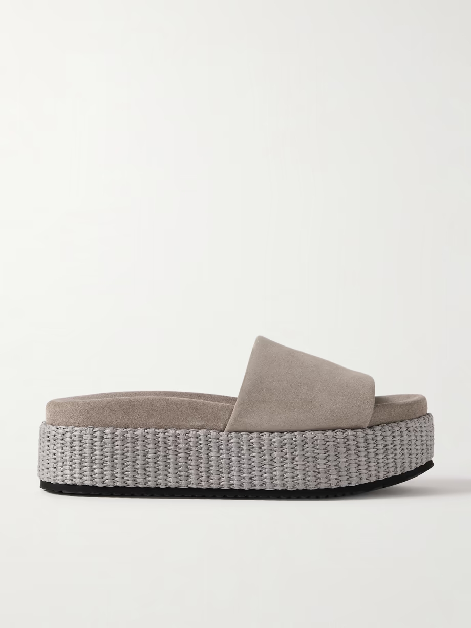 Suede and raffia platform slides Suede and raffia platform slides
