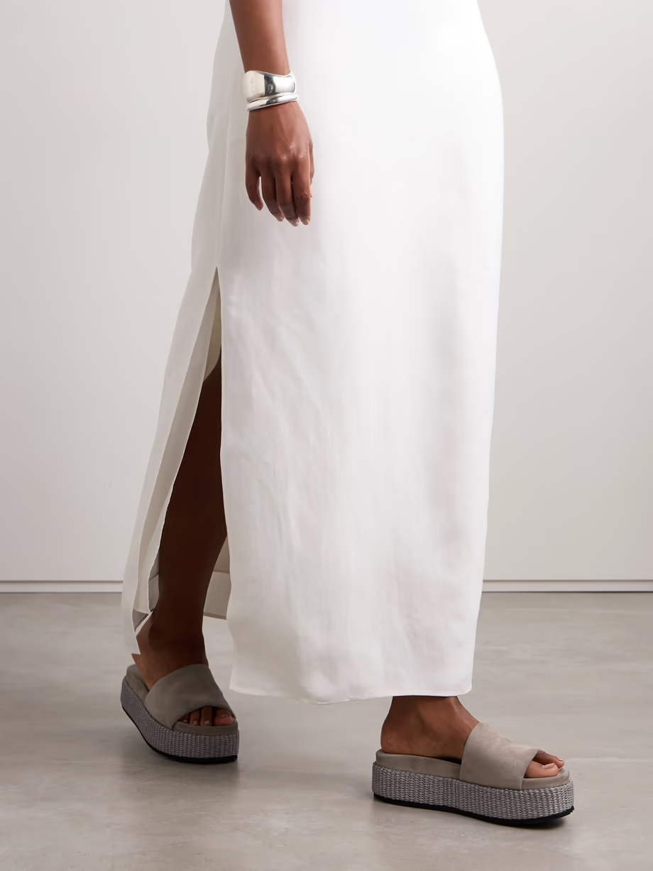 Suede and raffia platform slides Suede and raffia platform slides