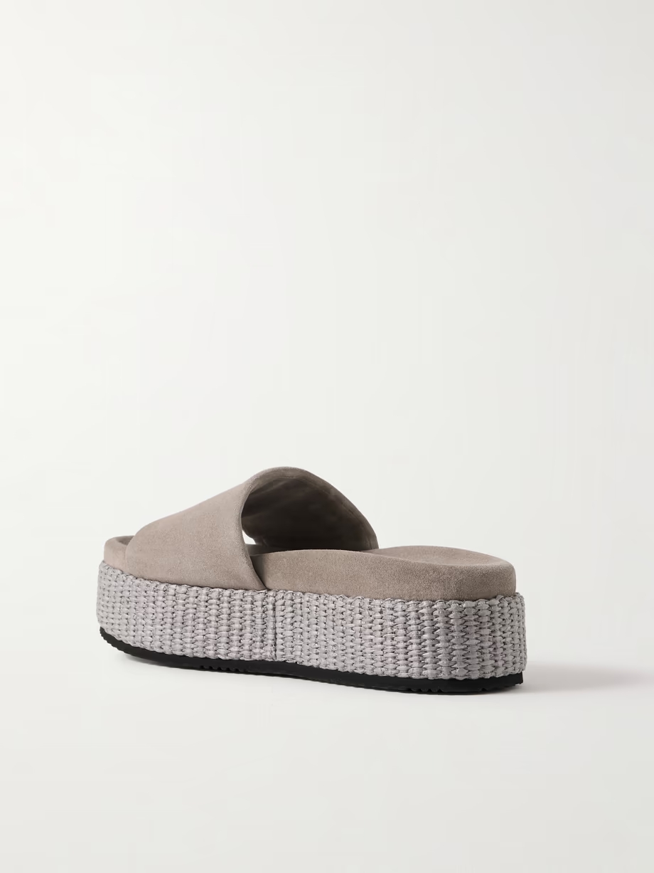 Suede and raffia platform slides Suede and raffia platform slides