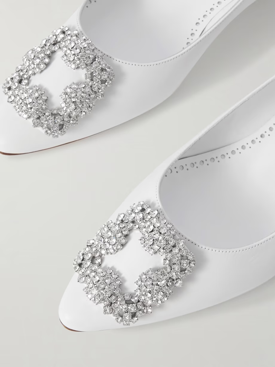 Hangisi 10 crystal-embellished satin point-toe flats Hangisi 10 crystal-embellished satin point-toe flats