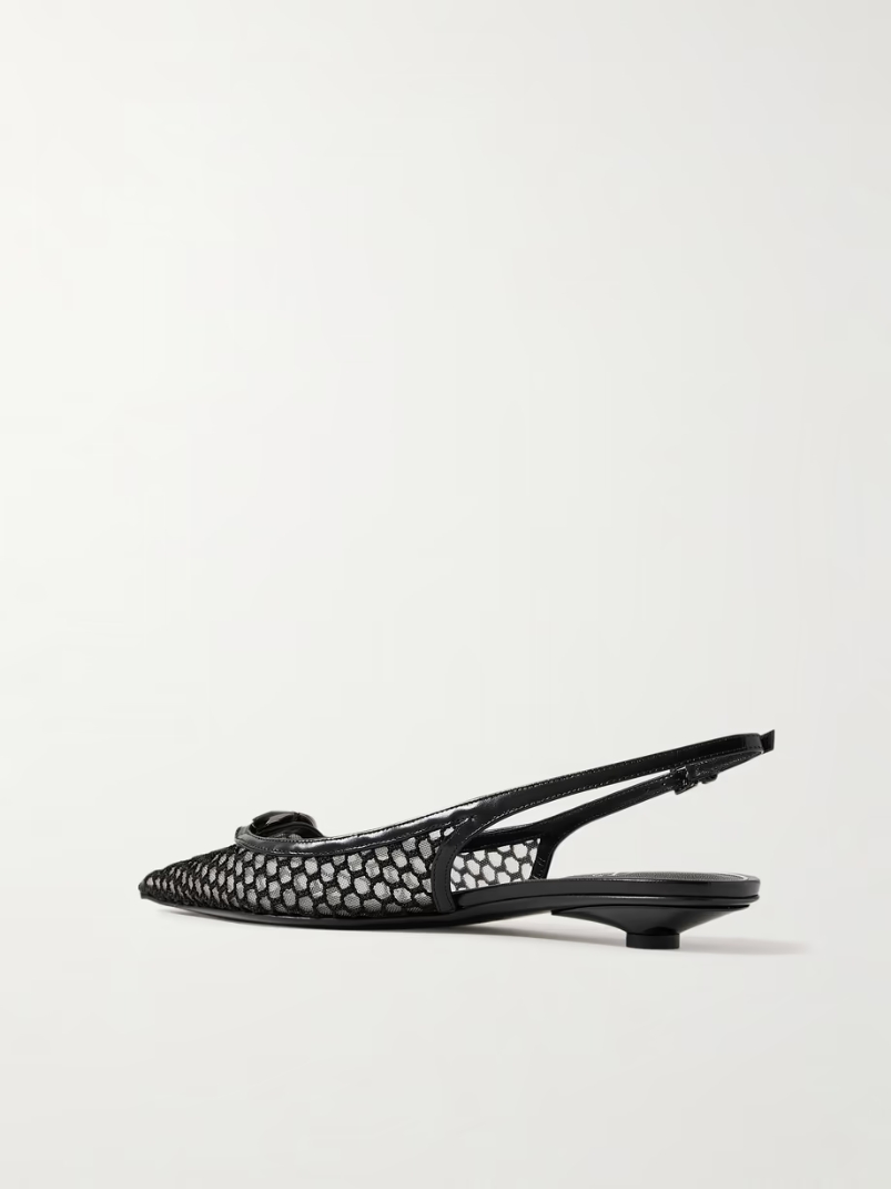 VLOGO Moon 20 embellished leather-trimmed fishnet and mesh slingback pumps VLOGO Moon 20 embellished leather-trimmed fishnet and mesh slingback pumps