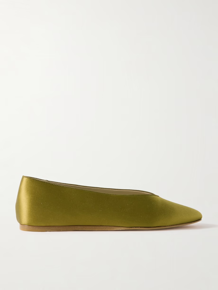 Regency grosgrain-trimmed satin ballet flats Regency grosgrain-trimmed satin ballet flats