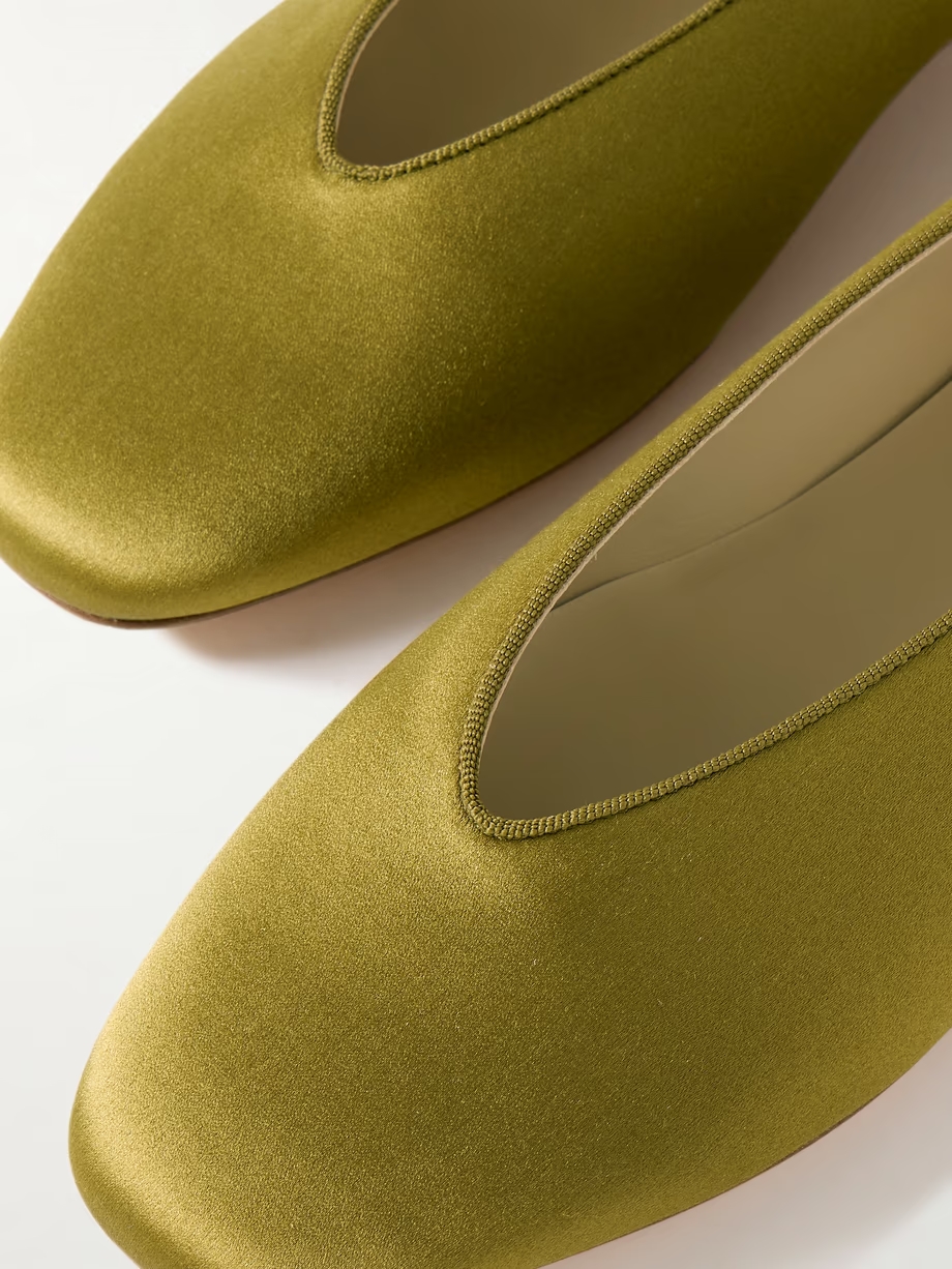 Regency grosgrain-trimmed satin ballet flats Regency grosgrain-trimmed satin ballet flats
