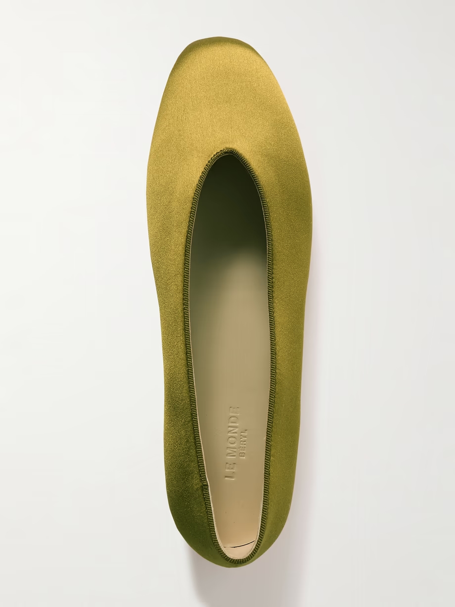 Regency grosgrain-trimmed satin ballet flats Regency grosgrain-trimmed satin ballet flats