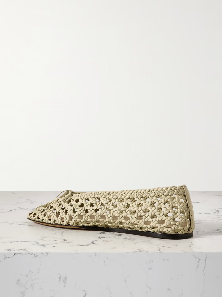 Regency bow-embellished woven leather ballet flats Regency bow-embellished woven leather ballet flats