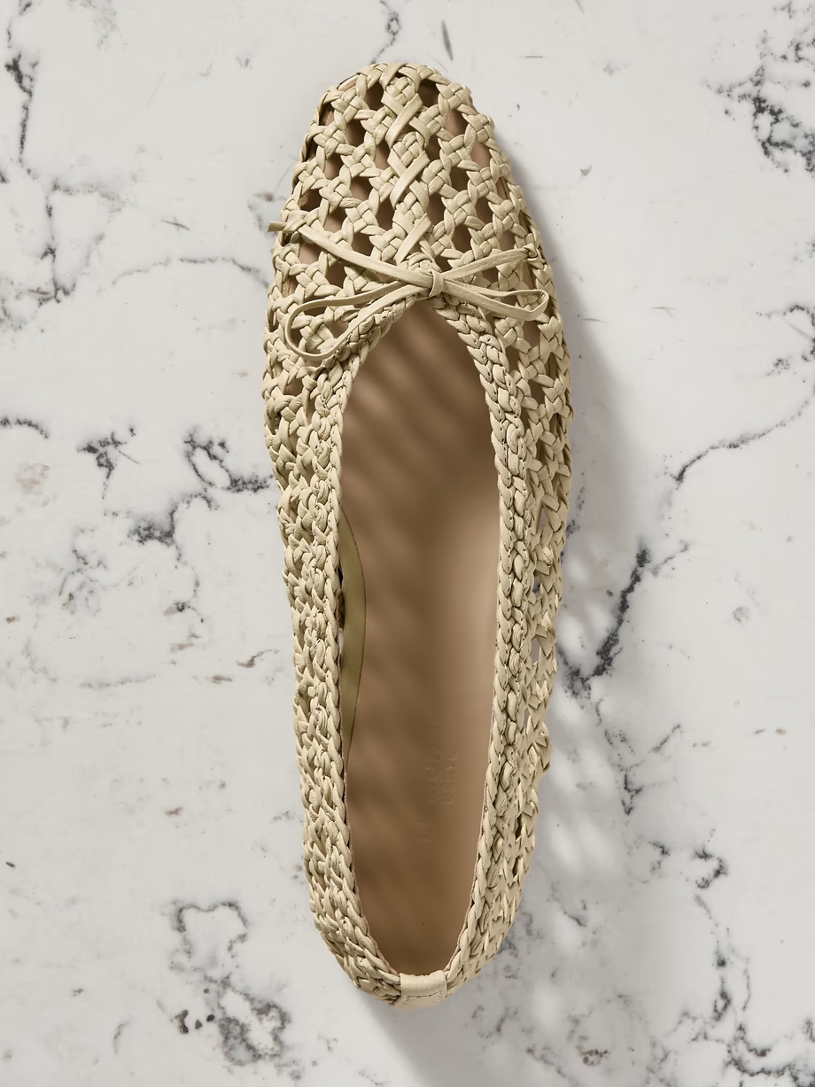 Regency bow-embellished woven leather ballet flats Regency bow-embellished woven leather ballet flats