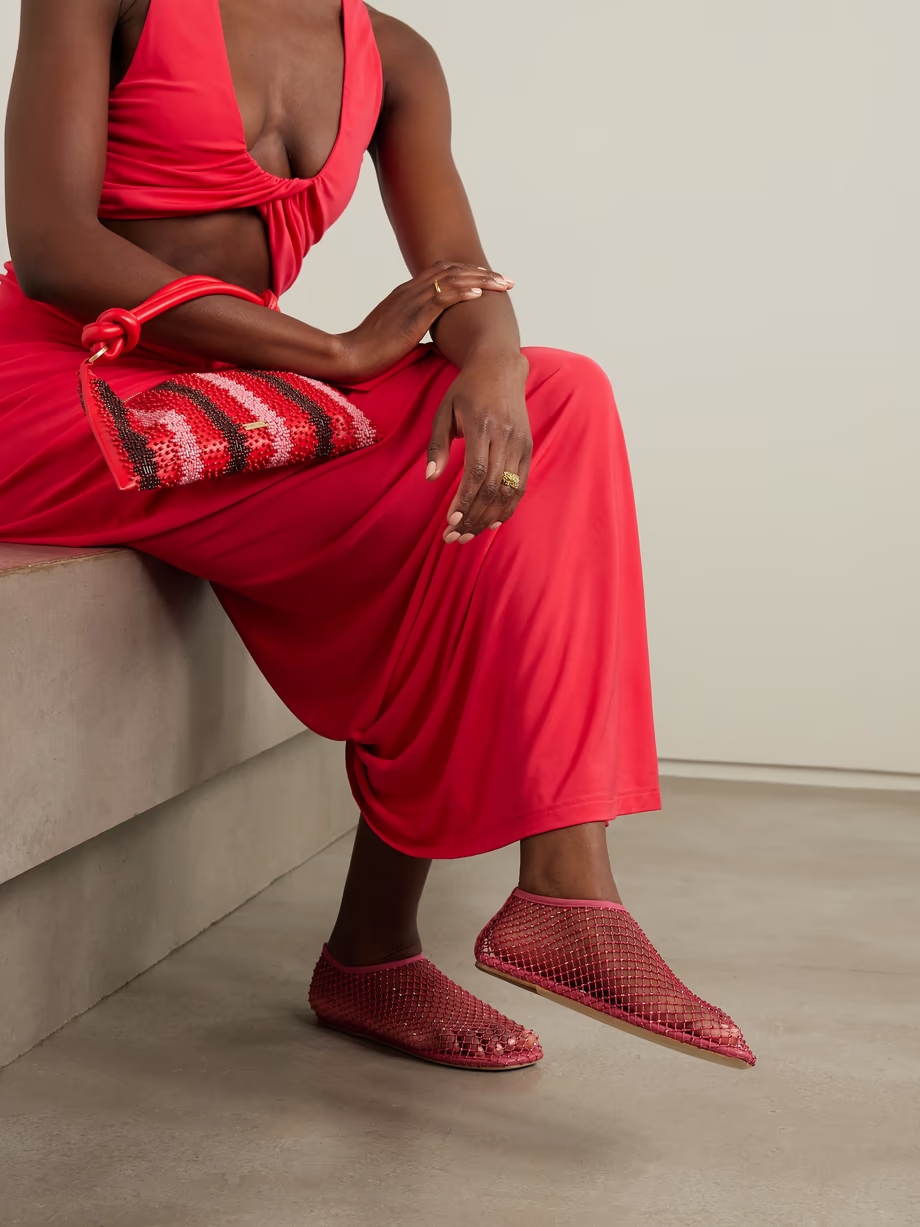 Minette crystal-embellished mesh ballet flats Minette crystal-embellished mesh ballet flats