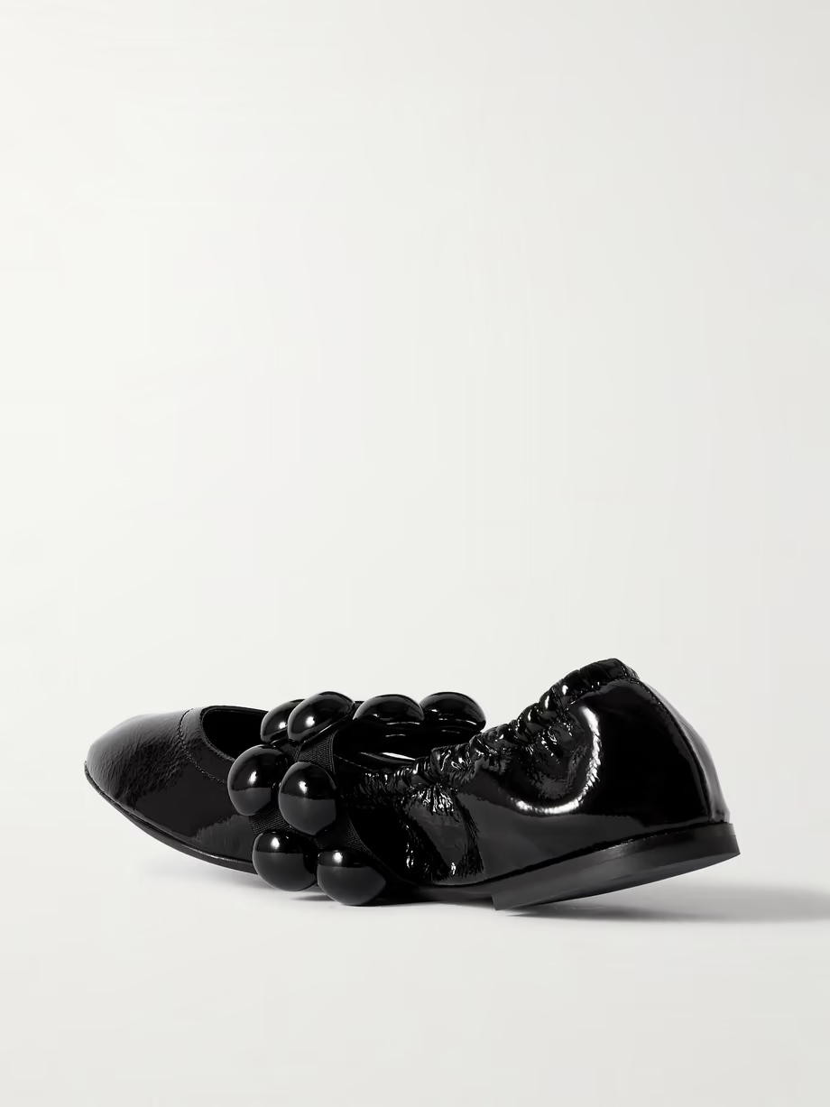 Embellished crinkled-leather ballet flats Embellished crinkled-leather ballet flats