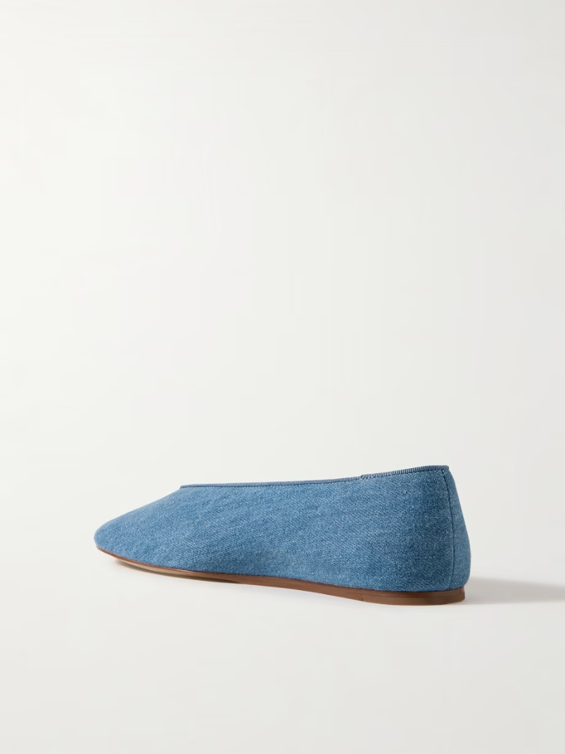 Regency grosgrain-trimmed denim ballet flats Regency grosgrain-trimmed denim ballet flats