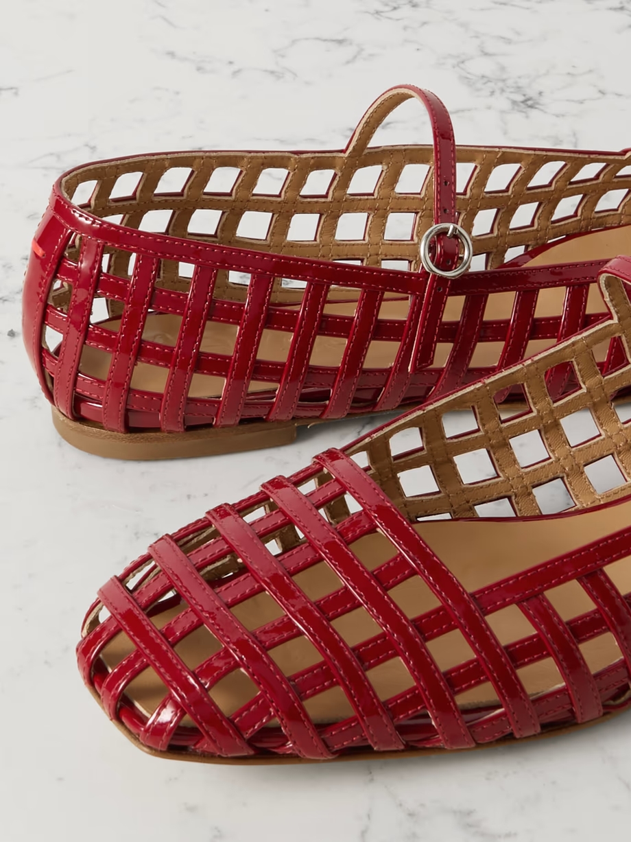 Uma Caged cut-out patent-leather Mary Jane ballet flats Uma Caged cut-out patent-leather Mary Jane ballet flats