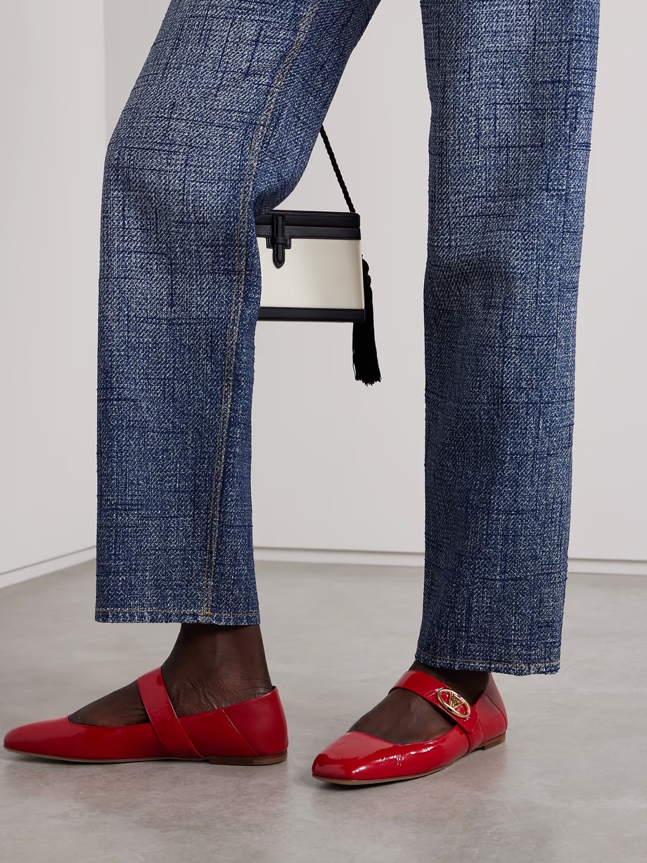 VLOGO Locker crinkled patent-leather ballet flats VLOGO Locker crinkled patent-leather ballet flats