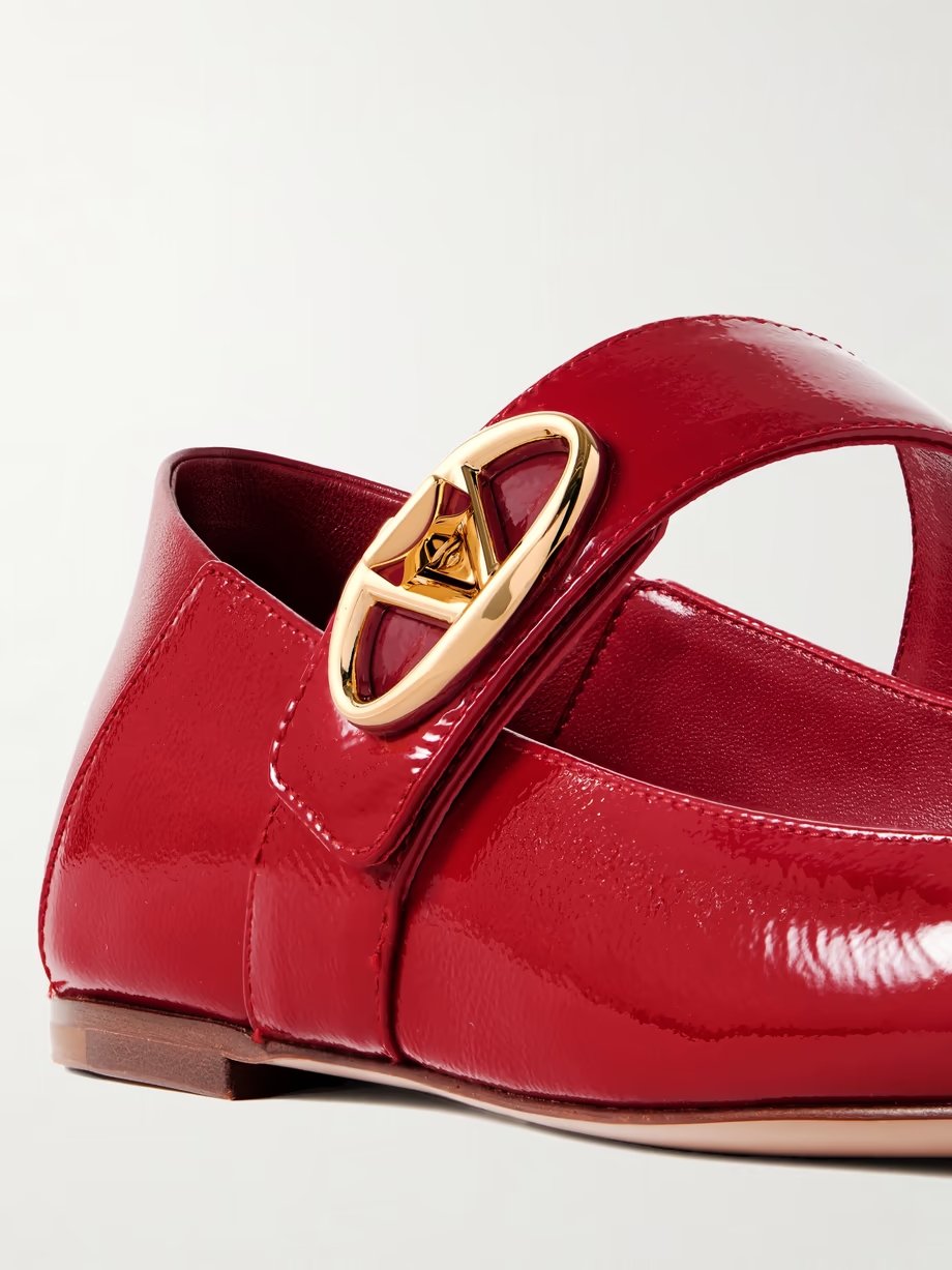 VLOGO Locker crinkled patent-leather ballet flats VLOGO Locker crinkled patent-leather ballet flats