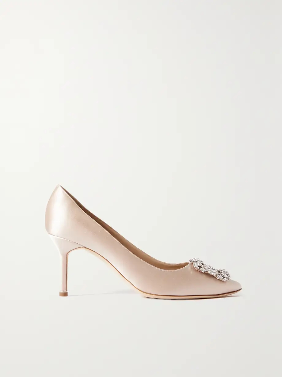Hangisi 70 crystal-embellished satin pumps Hangisi 70 crystal-embellished satin pumps