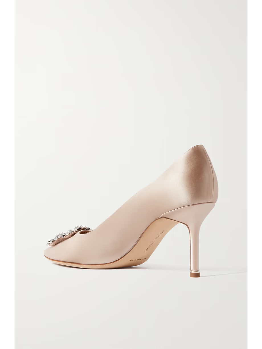 Hangisi 70 crystal-embellished satin pumps Hangisi 70 crystal-embellished satin pumps
