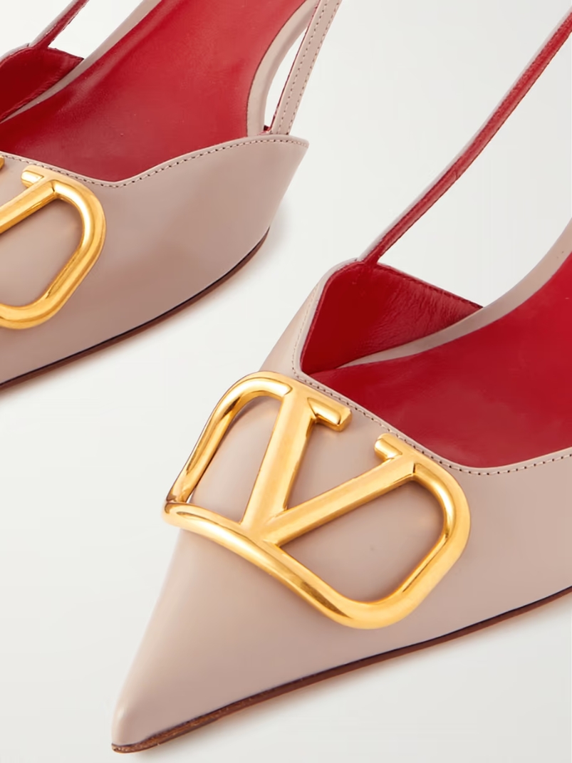 Valentino Garavani Go Logo 40 embellished leather slingback pumps Valentino Garavani Go Logo 40 embellished leather slingback pumps