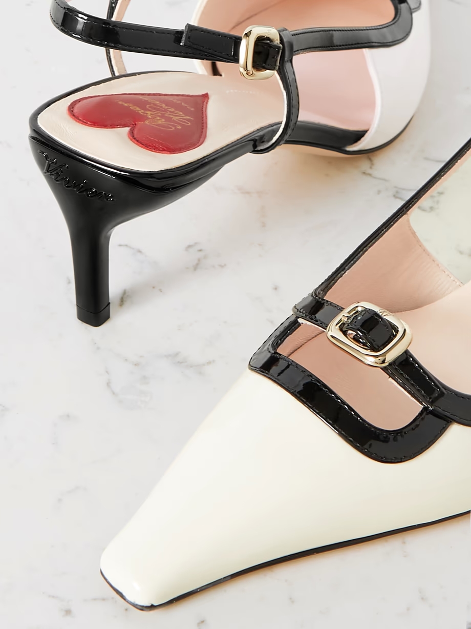 Two-tone patent-leather slingback pumps Two-tone patent-leather slingback pumps