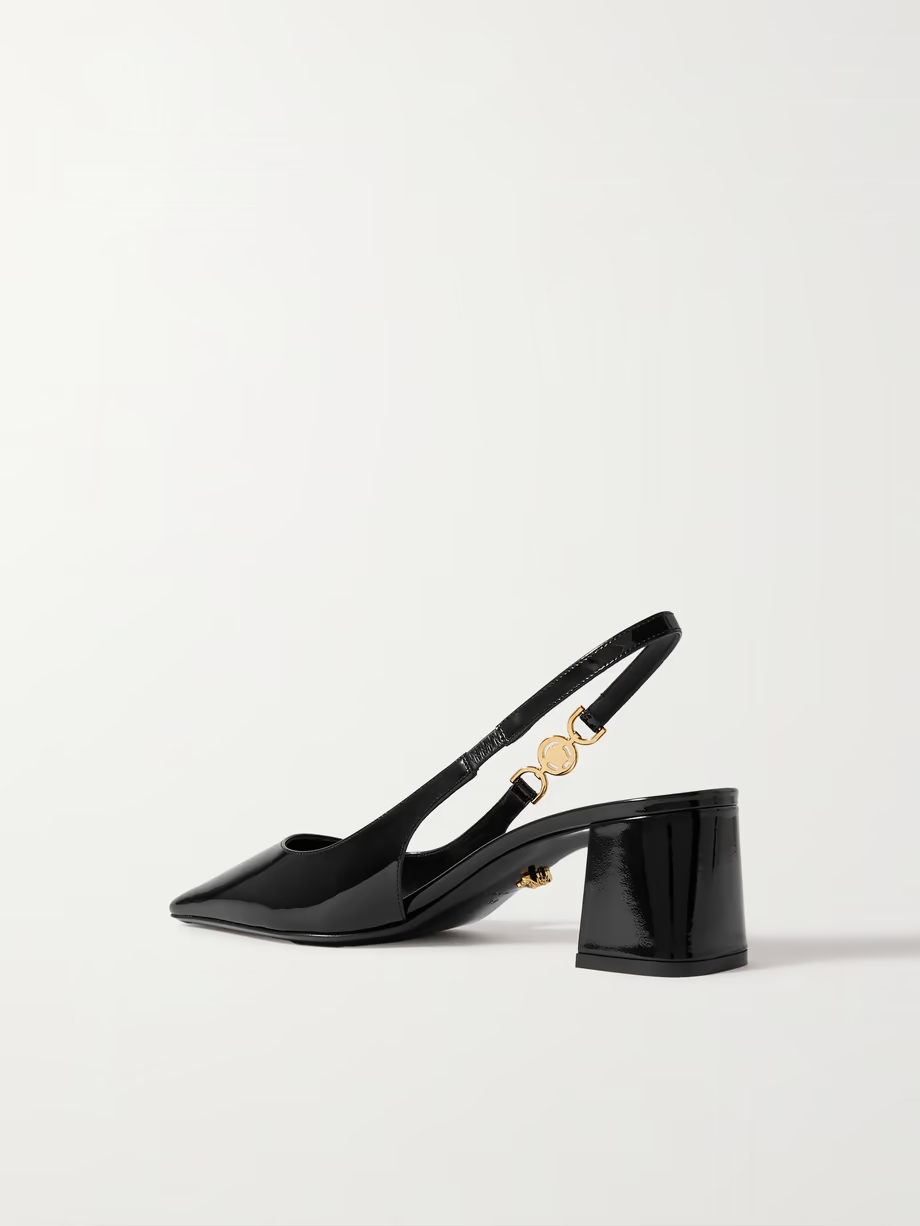 Embellished patent-leather slingback pumps Embellished patent-leather slingback pumps