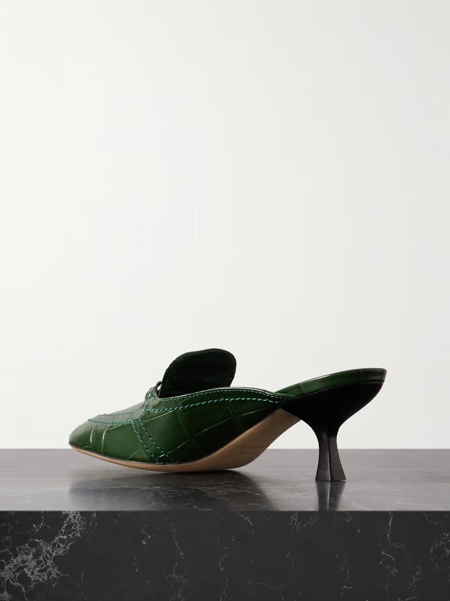 Elodye embellished croc-effect leather mules Elodye embellished croc-effect leather mules