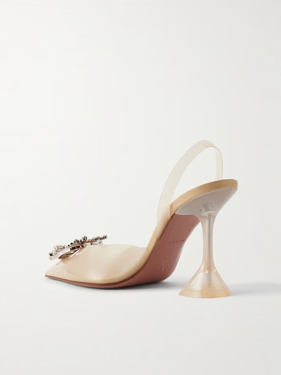 Begum Glass crystal-embellished PVC slingback pumps Begum Glass crystal-embellished PVC slingback pumps