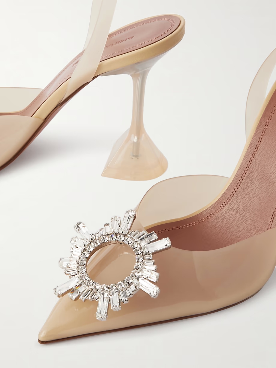 Begum Glass crystal-embellished PVC slingback pumps Begum Glass crystal-embellished PVC slingback pumps