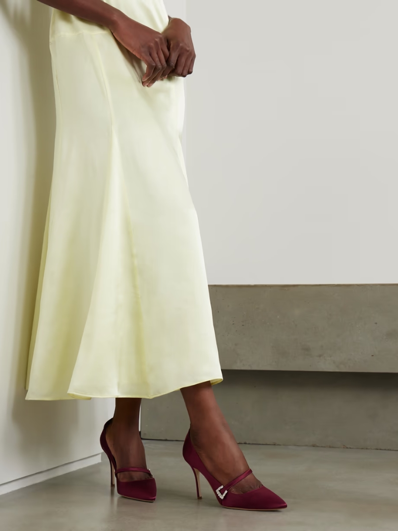 Ramima 90 crystal-embellished satin pumps Ramima 90 crystal-embellished satin pumps