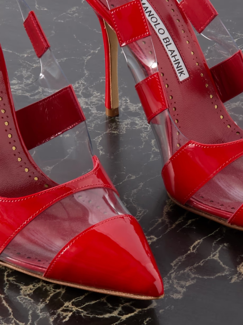 Uxra 105 patent-leather and PVC slingback pumps Uxra 105 patent-leather and PVC slingback pumps