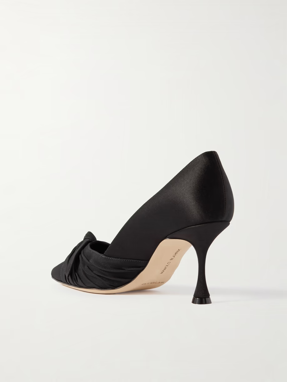 Terka 70 bow-embellished poplin-trimmed satin pumps Terka 70 bow-embellished poplin-trimmed satin pumps