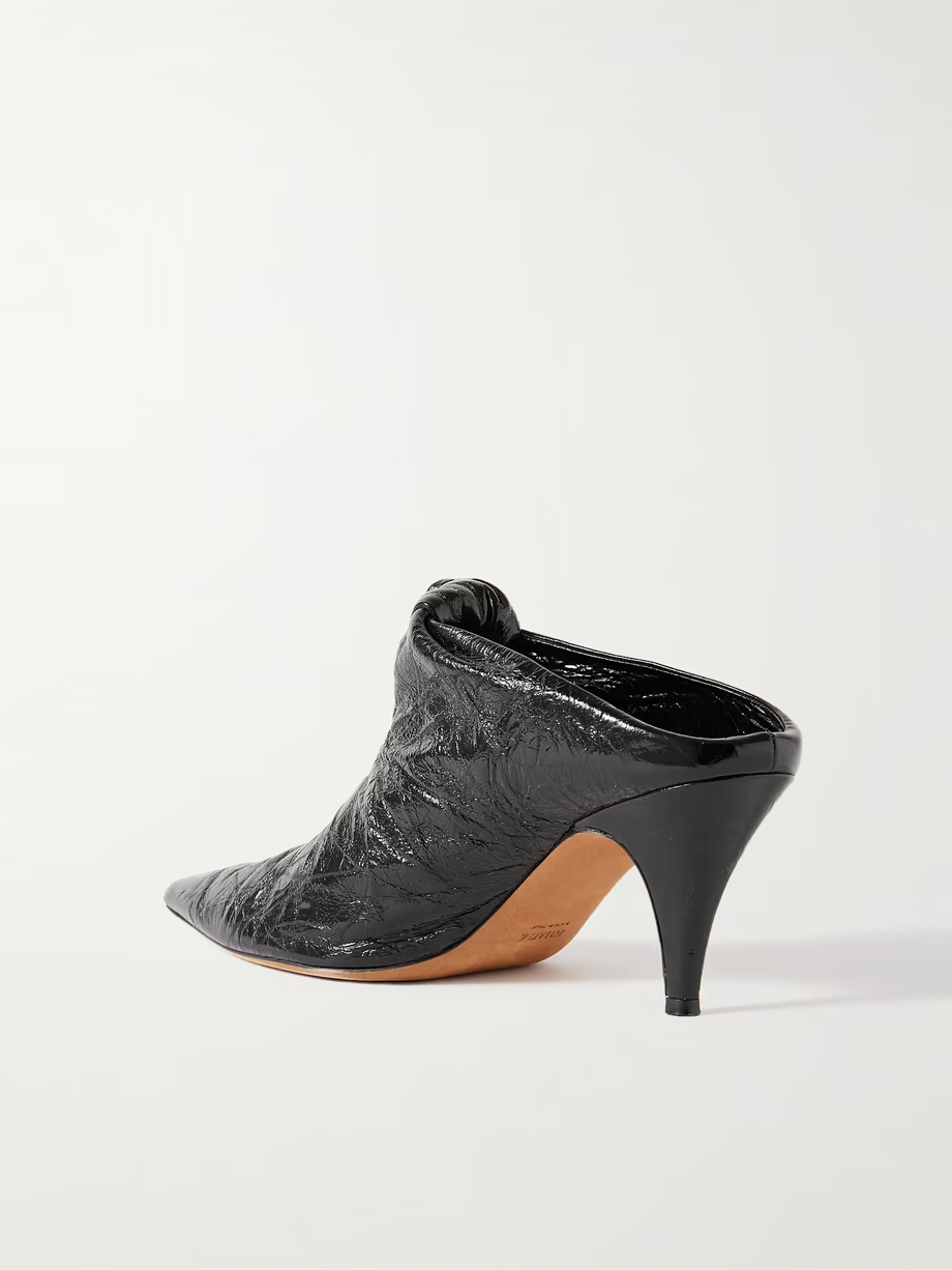 Rowan knotted crinkled-leather mules Rowan knotted crinkled-leather mules
