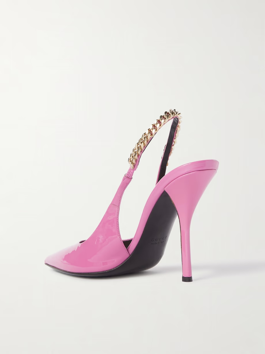 Signoria embellished patent-leather slingback pumps Signoria embellished patent-leather slingback pumps