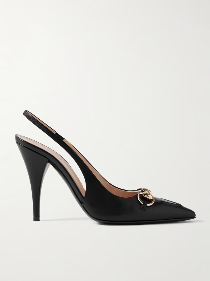 Erin horsebit-detailed leather slingback pumps Erin horsebit-detailed leather slingback pumps