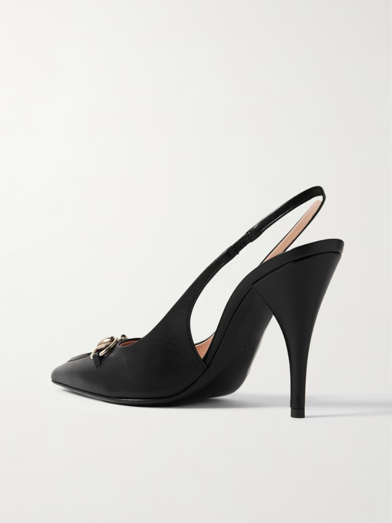 Erin horsebit-detailed leather slingback pumps Erin horsebit-detailed leather slingback pumps