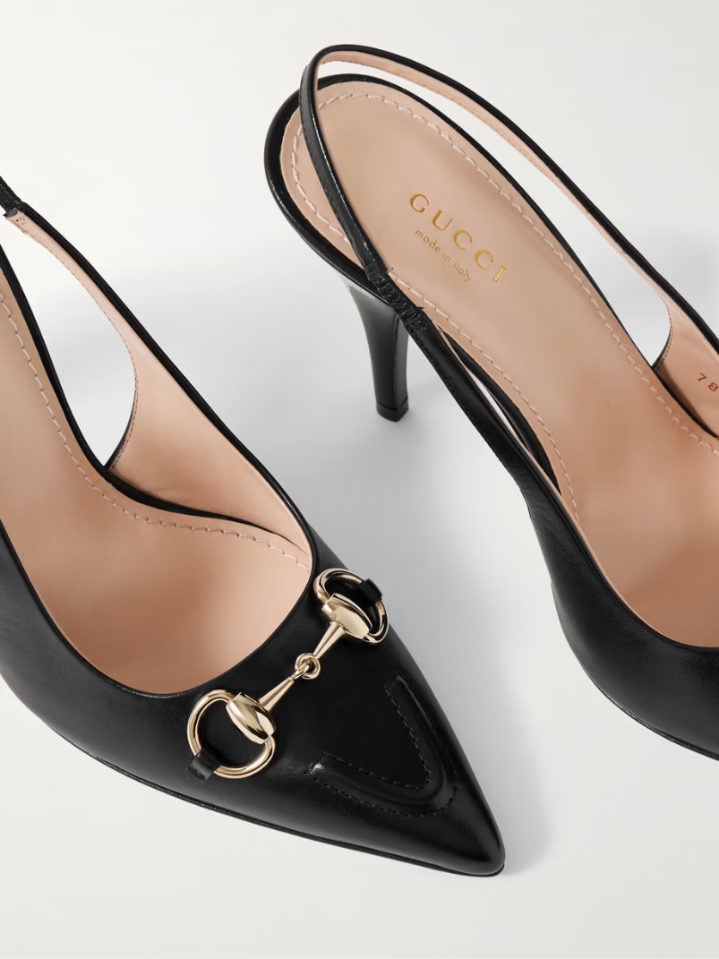 Erin horsebit-detailed leather slingback pumps Erin horsebit-detailed leather slingback pumps