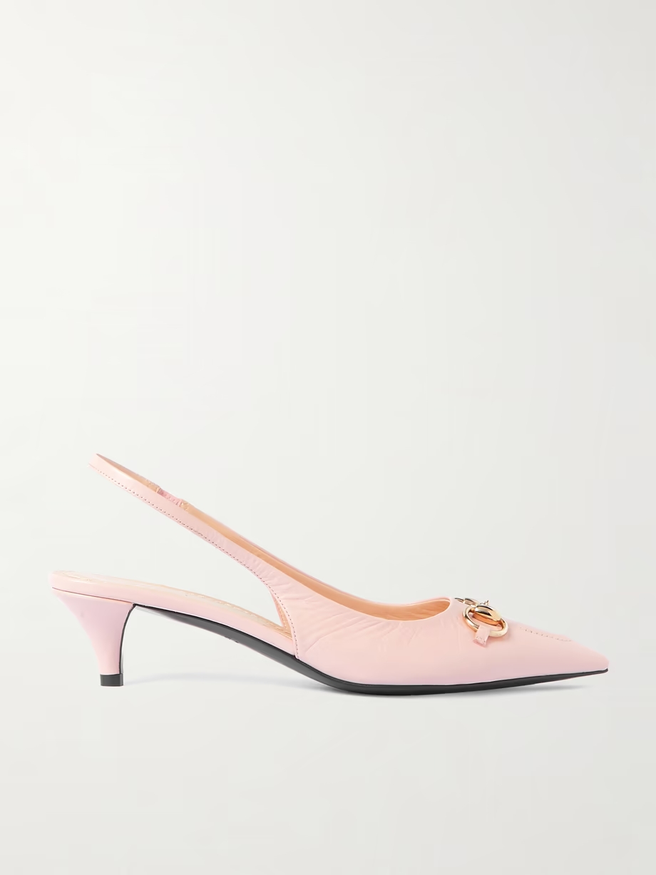 Erin horsebit-detailed leather slingback pumps Erin horsebit-detailed leather slingback pumps