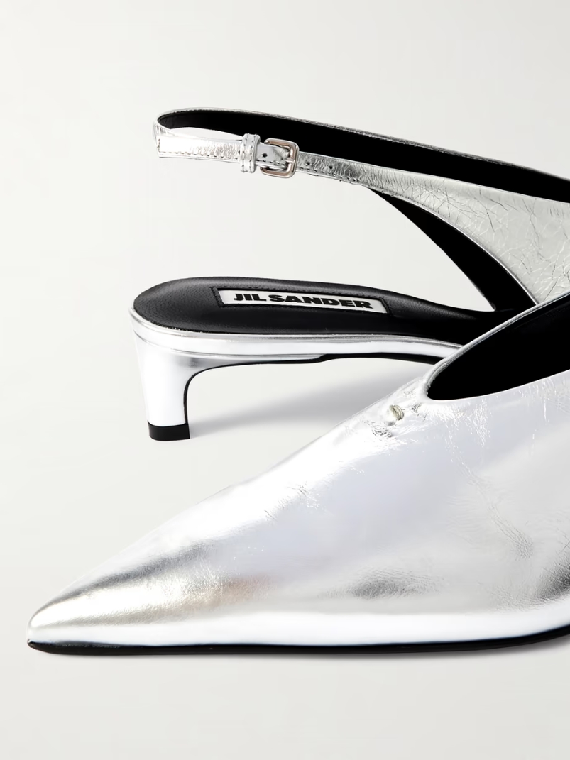 Metallic leather slingback pumps Metallic leather slingback pumps