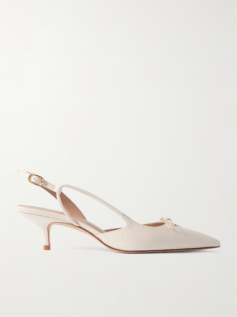 Tully bow-detailed leather point-toe slingback pumps Tully bow-detailed leather point-toe slingback pumps