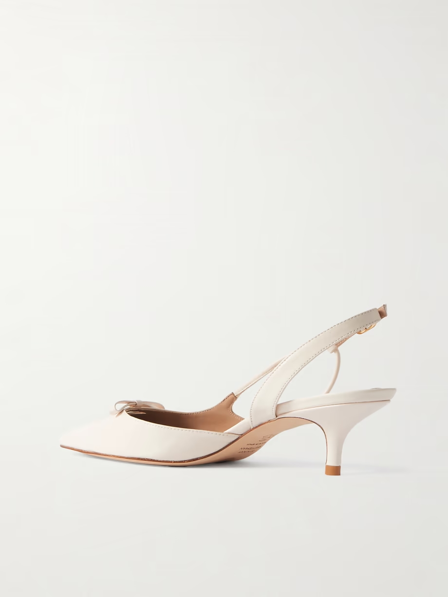 Tully bow-detailed leather point-toe slingback pumps Tully bow-detailed leather point-toe slingback pumps