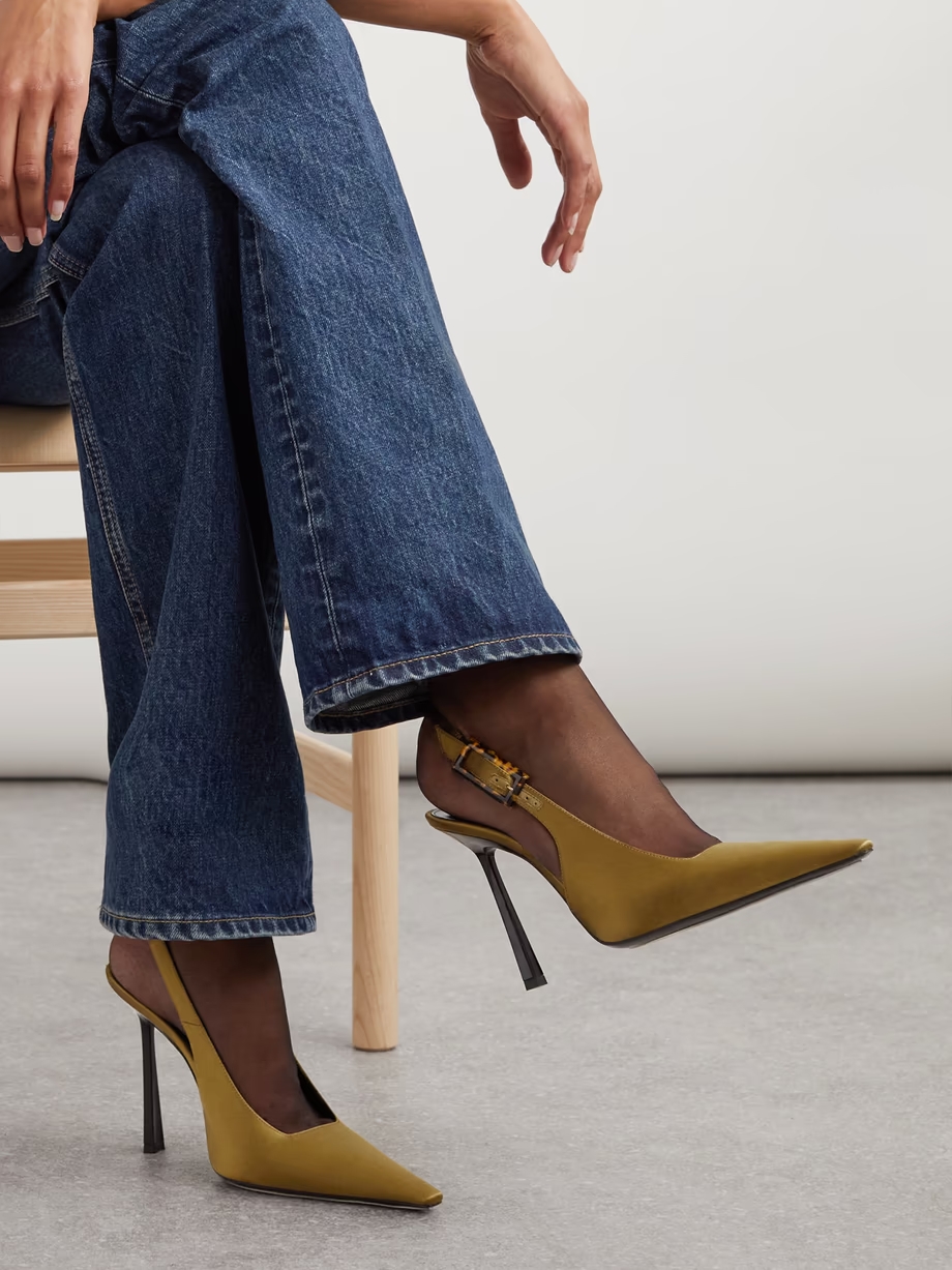 Climax satin slingback point-toe pumps Climax satin slingback point-toe pumps