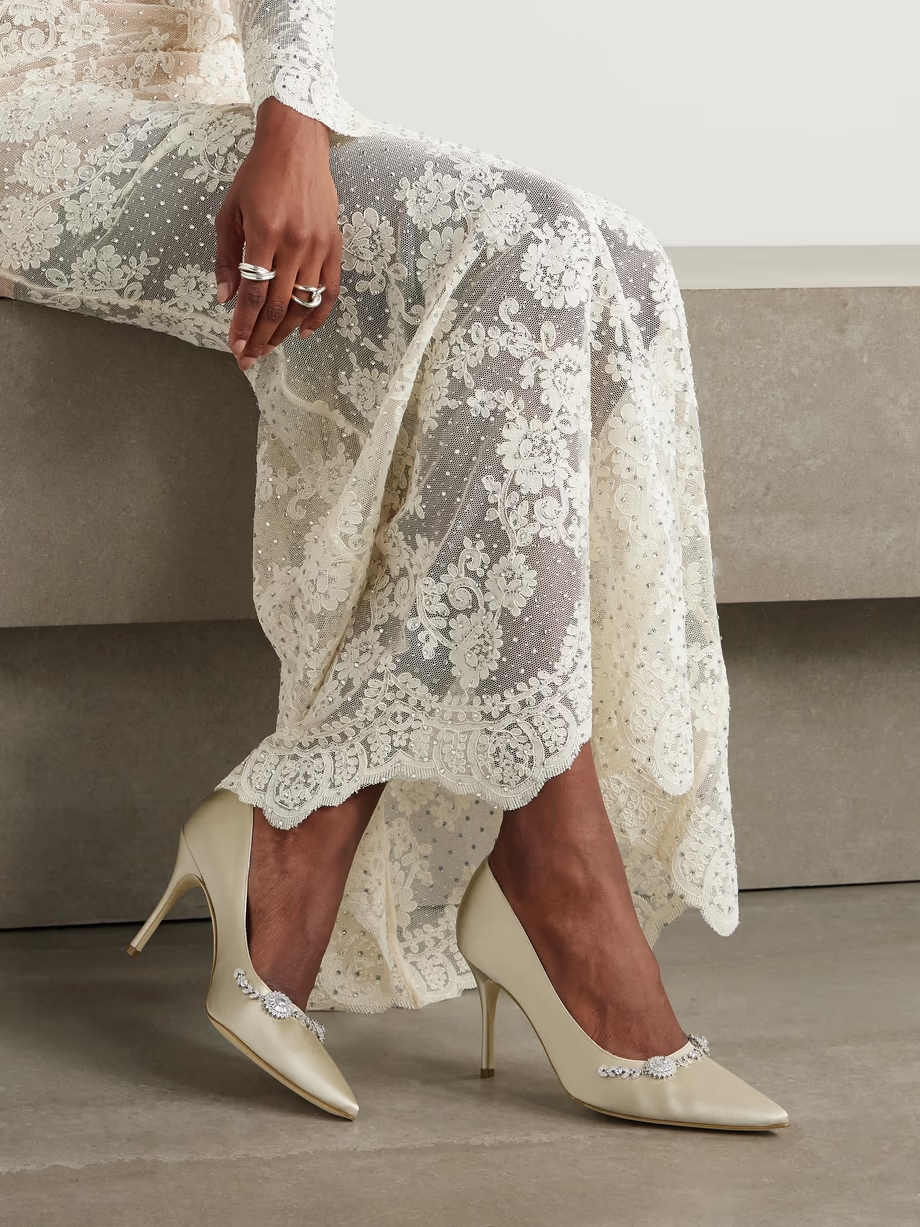 Lamikpump 90 crystal-embellished satin pumps Lamikpump 90 crystal-embellished satin pumps