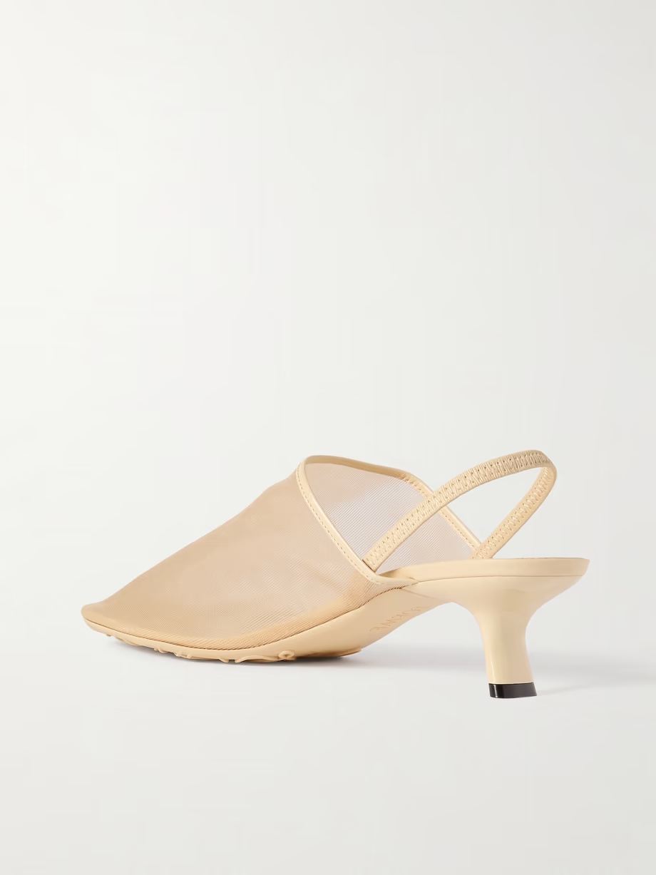Petal leather-trimmed mesh mules Petal leather-trimmed mesh mules